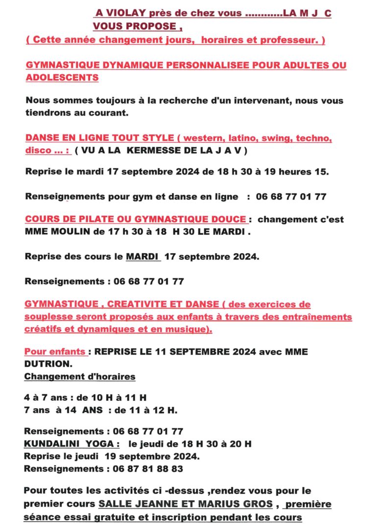 Activités sportives de la MJC