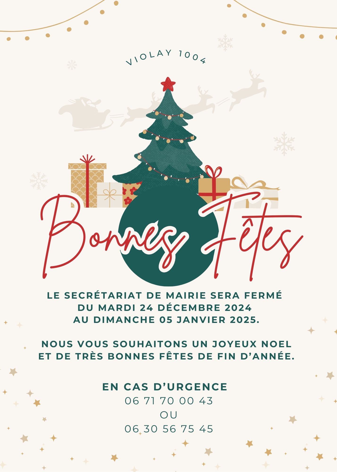 Lire la suite à propos de l’article Congés de Noël du Secrétariat de Mairie