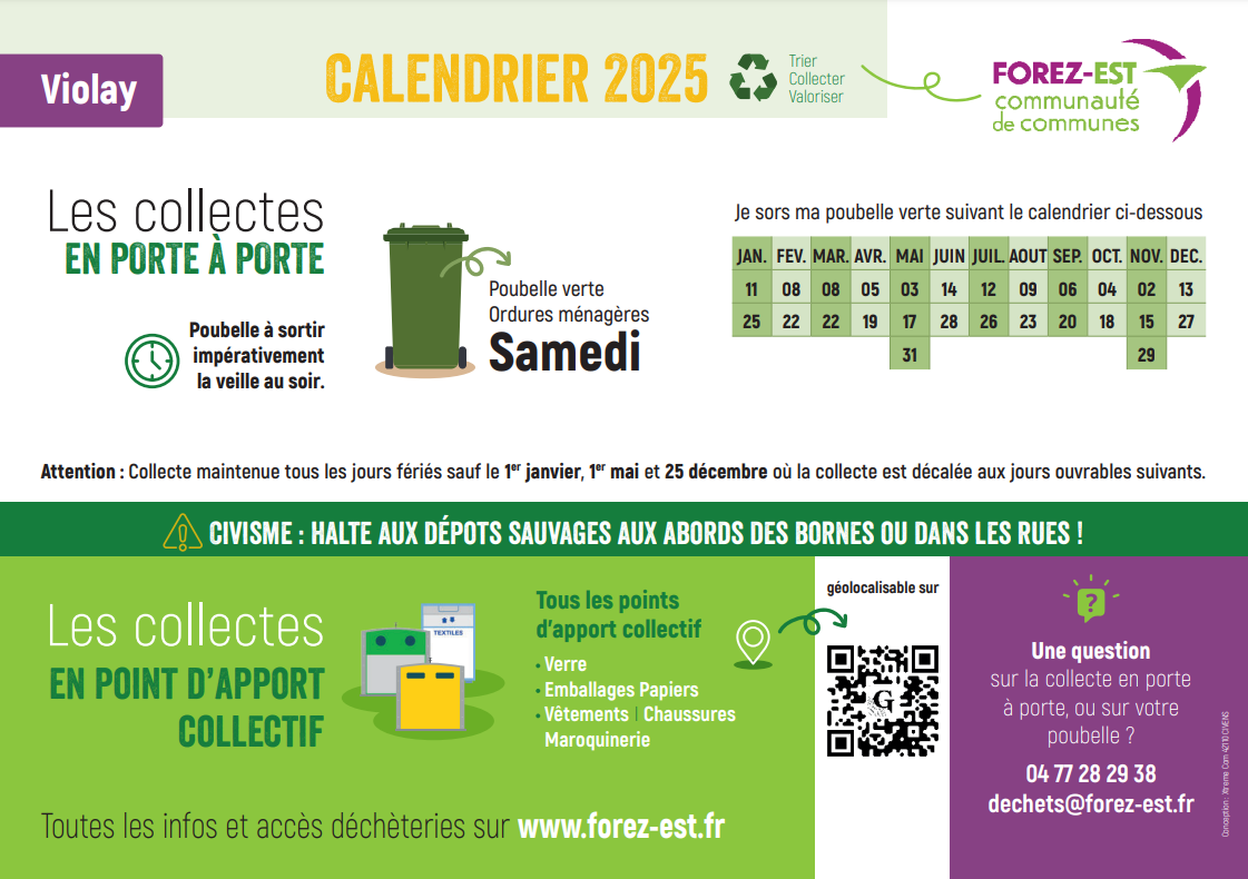 Lire la suite à propos de l’article Calendrier 2025 des collectes ordures ménagères