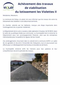 Lire la suite à propos de l’article Achèvement travaux lotissement « Les Violettes II »