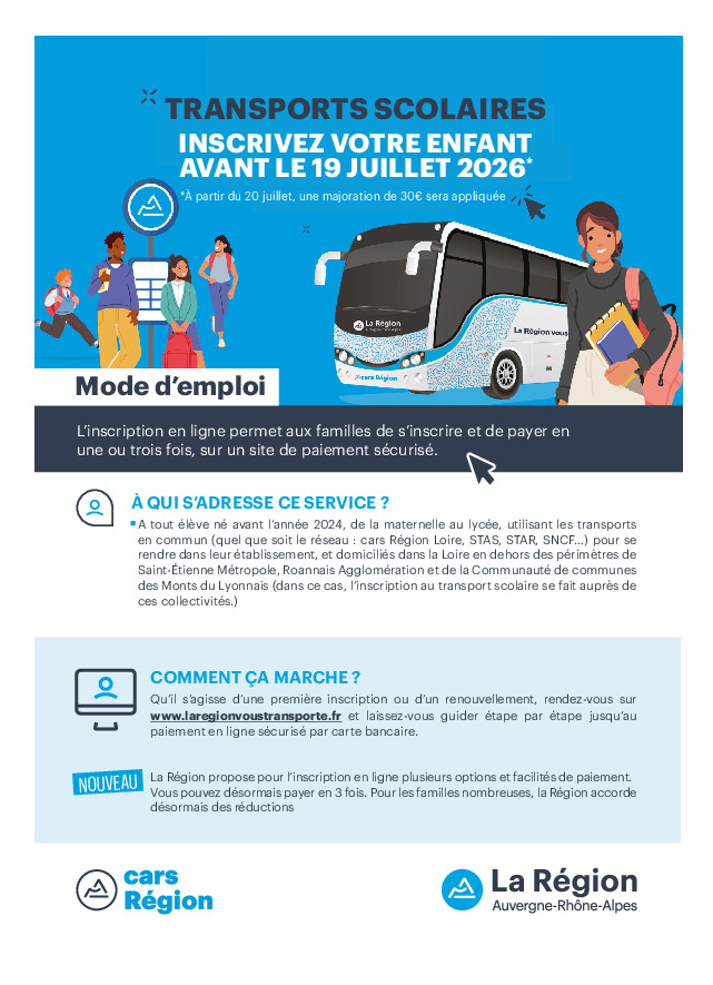 Inscription TRANSPORTS SCOLAIRES
