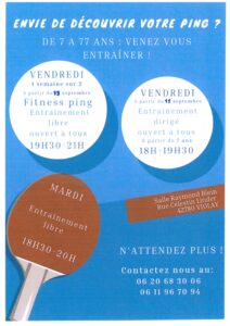 Lire la suite à propos de l’article Reprise du Tennis de table