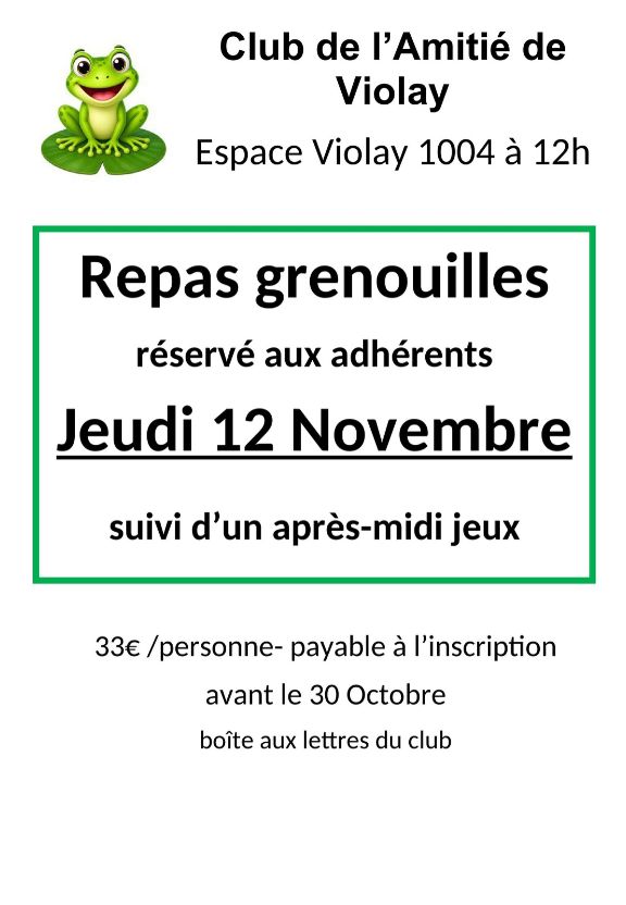 Lire la suite à propos de l’article Repas des grenouilles du Club des anciens